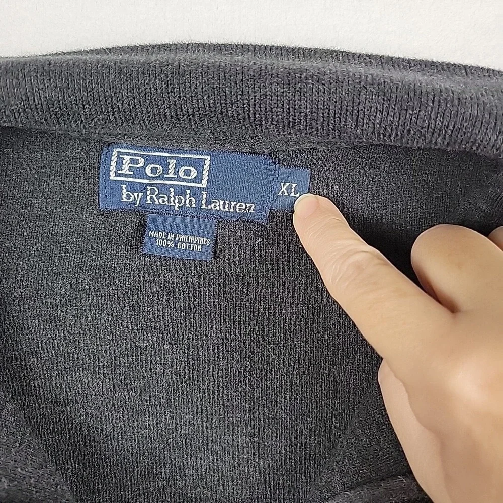 Polo‎ Ralph Lauren Quarter Zip Pullover Men's XL Gray Cotton Grandpa Golf Preppy